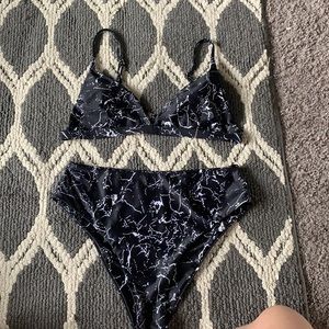 Marble high waisted bikini